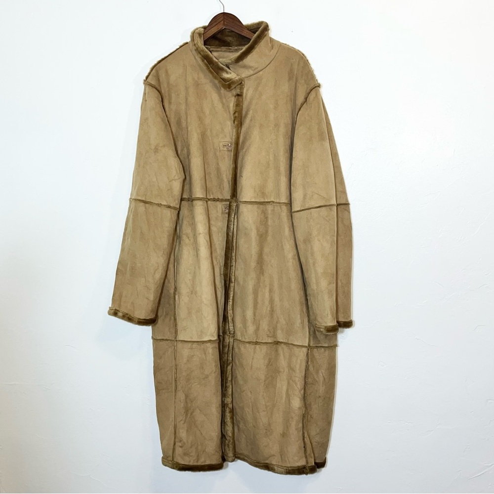 Centigrade Outerwear 90s Faux Suede and Fur Longline Coat